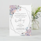 Waterverf Paarse Bloemen Wildbloemen Geometrisch Kaart (Staand voorkant)