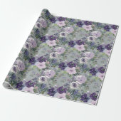 Waterverf Paarse Bloemen Wrapping Papier (Uitgerold)