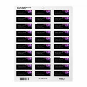 Waterverf paarse bloemen. Zwart trouwadres Etiket (Full Sheet)