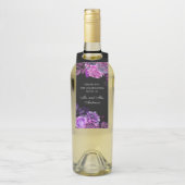 Waterverf paarse bloemen. Zwarte bruiloft dank u Flessenhanger (Op fles)