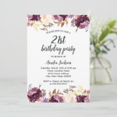 Waterverf Paarse Bloemenbloei 21ste Verjaardagsfee Kaart (Staand voorkant)