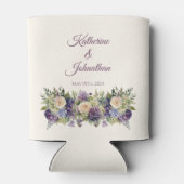 Waterverf Paarse bloemenboeket-bruiloft- Blikjeskoeler (Achterkant)