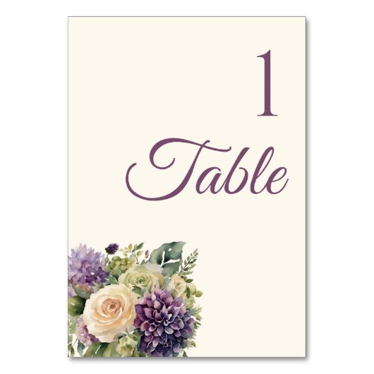 Waterverf Paarse bloemenboeket-bruiloft- Kaart (Voorkant)