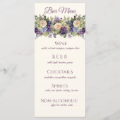 Waterverf Paarse bloemenboeket-bruiloft - Menu (Achterkant)