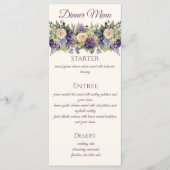 Waterverf Paarse bloemenboeket-bruiloft - Menu (Voorkant)