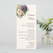 Waterverf Paarse bloemenboeket-bruiloft - Menu (Staand voorkant)