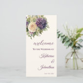 Waterverf Paarse bloemenboeket-bruiloft programma- (Staand voorkant)