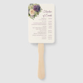 Waterverf Paarse bloemenboeket-bruiloft programma- Handwaaier (Achterkant)