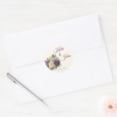 Waterverf Paarse bloemenboeket-bruiloft- Ronde Sticker (Envelop)