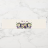 Waterverf Paarse bloemenboeket-bruiloft- Waterfles Etiket (Enkel label)