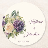 Waterverf Paarse bloemenboeket-papier Onderzetter (Voorkant)