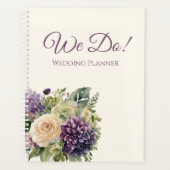 Waterverf Paarse bloemenboeket- Wedding-Planner Planner (Voorkant)