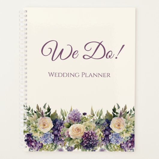 Waterverf Paarse bloemenboeket- Wedding-Planner Planner (Voorkant)