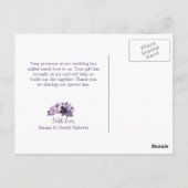 Waterverf Paarse bloemenbruiloft foto dank u Briefkaart (Achterkant)