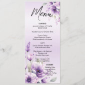 Waterverf Paarse Bloemenbruiloft Menu (Voorkant)