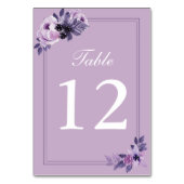 Waterverf Paarse Bloemenbruiloft Tafelnummers (Voorkant)