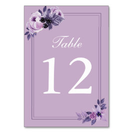 Waterverf Paarse Bloemenbruiloft Tafelnummers