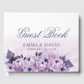 Waterverf Paarse bloemenelegante lentebruiloft Gastenboek (Voorkant)