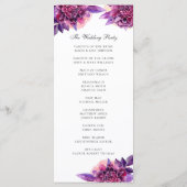 Waterverf paarse bloemenhuwelijk. Lila bloemen Programmakaart (Achterkant)