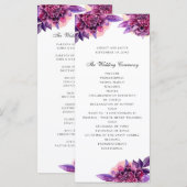 Waterverf paarse bloemenhuwelijk. Lila bloemen Programmakaart (Voorkant / Achterkant)