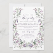 Waterverf paarse bloemenkrans boheemse bruiloft kaart (Voorkant)