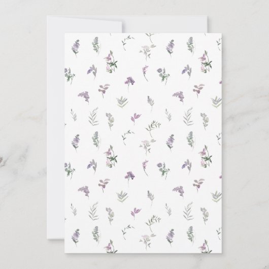 Waterverf paarse bloemenkrans boheemse bruiloft kaart (Achterkant)