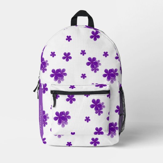 waterverf paarse bloemenpatroon voor meisjes en ti bedrukte rugzak (Voorkant)