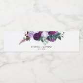 Waterverf Paarse bloemenschrift bruiloft Waterfles Etiket (Enkel label)