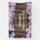 Waterverf Paarse Bloemenschuur Houten Bruiloftsfee Spandoek (Verticaal)