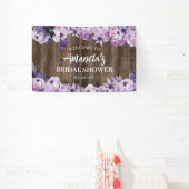 Waterverf Paarse Bloemenschuur Houten Bruiloftsfee Spandoek (Insitu)