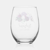 Waterverf Paarse bloemenscript bruiloft bruidsmeis Wijnglas Zonder Voet (Achterkant)