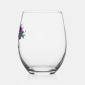 Waterverf Paarse bloemenscript bruiloft bruidsmeis Wijnglas Zonder Voet (Links)