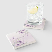 Waterverf Paarse Bloemensteen Onderzetter (Zijkant)