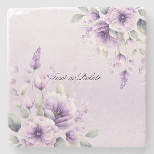 Waterverf Paarse Bloemensteen Onderzetter (Voorkant)