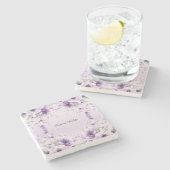 Waterverf Paarse Bloemensteen Onderzetter (Zijkant)