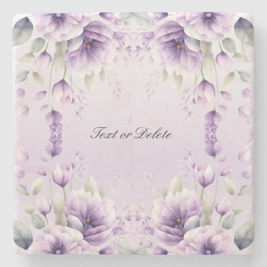 Waterverf Paarse Bloemensteen Onderzetter (Voorkant)