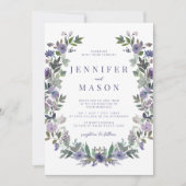 Waterverf paarse bloementuin trouwuitnodiging kaart (Voorkant)