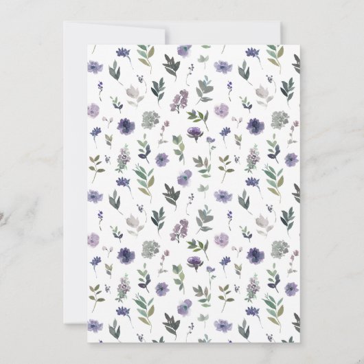 Waterverf paarse bloementuin trouwuitnodiging kaart (Achterkant)