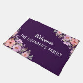Waterverf paarse bloemenwelkomstscript Deur Mat (Schuin)