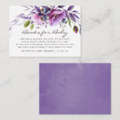 Waterverf Paarse Bloemige Baby Shower Boek Verzoek Informatiekaartje (Voorkant / Achterkant)