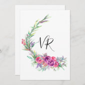 Waterverf Paarse Bloemige Bewaar de Datum Trouw Save The Date (Voorkant / Achterkant)