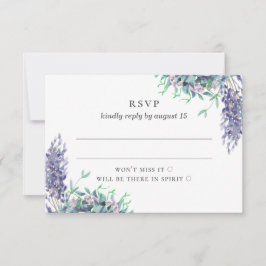 Waterverf paarse bloemige bruiloft. Lavendelbloeme RSVP Kaartje