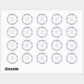 Waterverf Paarse Bloemige Bruiloft Ronde Sticker (Vel)