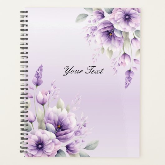 Waterverf Paarse Bloemige Trouwplanner Planner (Voorkant)