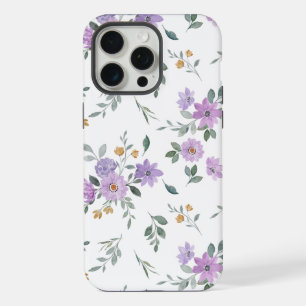 Waterverf paarse bloempatroon iPhone 15 pro max case
