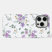 Waterverf paarse bloempatroon iPhone hoesje (Achterkant horizontaal)