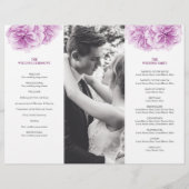 Waterverf paarse bloesem bruiloft trifold programm flyer (Achterkant)
