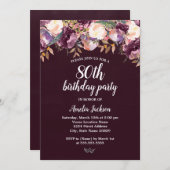 Waterverf Paarse Bloom 80e verjaardag Kaart (Voorkant / Achterkant)