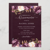 Waterverf Paarse Bloom Quinceanera Invitation Kaart (Voorkant / Achterkant)