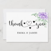 Waterverf Paarse Blooms Bouquet Wedding Bedankkaart (Voorkant)